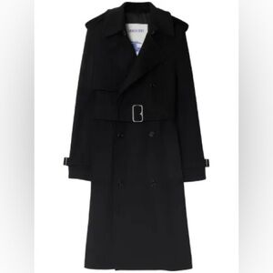 Burberry, notched-lapel long cashmere trench coat, Women US 8